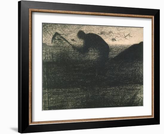 Man with a Pick, C.1883 (Crayon Conte)-Georges Pierre Seurat-Framed Giclee Print