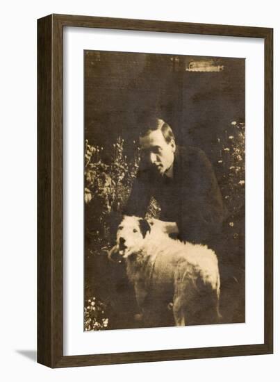 Man with a Terrier in a Garden-null-Framed Photographic Print