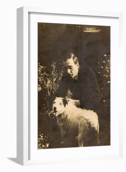 Man with a Terrier in a Garden-null-Framed Photographic Print