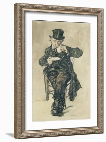 Man with a Top Hat Drinking a Cup of Coffee, 1882-Vincent van Gogh-Framed Giclee Print