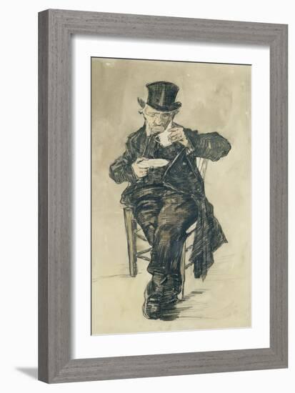 Man with a Top Hat Drinking a Cup of Coffee, 1882-Vincent van Gogh-Framed Giclee Print