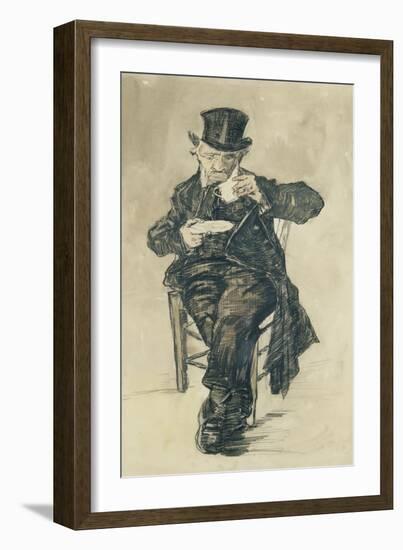 Man with a Top Hat Drinking a Cup of Coffee, 1882-Vincent van Gogh-Framed Giclee Print