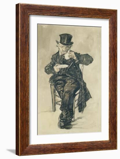 Man with a Top Hat Drinking a Cup of Coffee, 1882-Vincent van Gogh-Framed Giclee Print