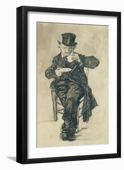 Man with a Top Hat Drinking a Cup of Coffee, 1882-Vincent van Gogh-Framed Giclee Print