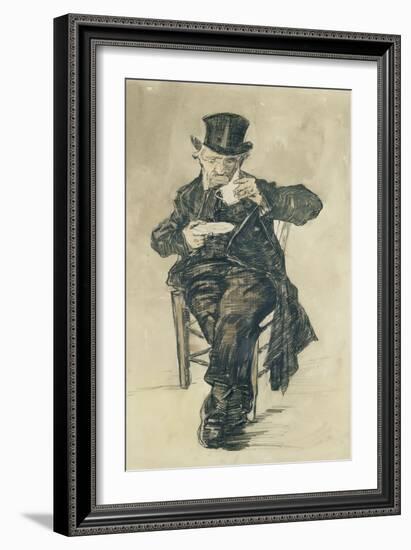 Man with a Top Hat Drinking a Cup of Coffee, 1882-Vincent van Gogh-Framed Giclee Print