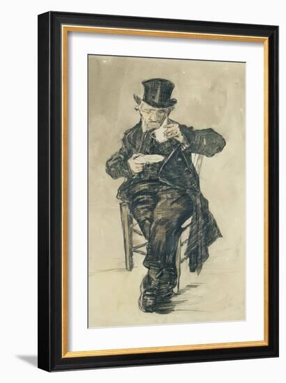 Man with a Top Hat Drinking a Cup of Coffee, 1882-Vincent van Gogh-Framed Giclee Print