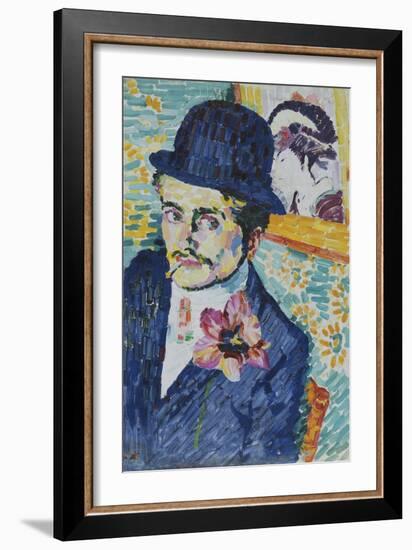 Man with a Tulip (Portrait of Jean Metzinger)-Robert Delaunay-Framed Giclee Print