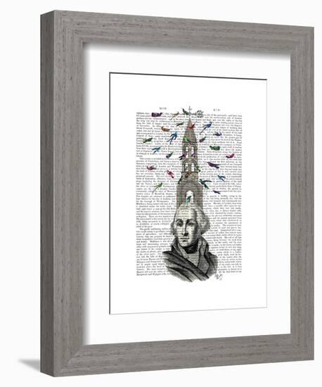 Man with Bird Tower-Fab Funky-Framed Art Print