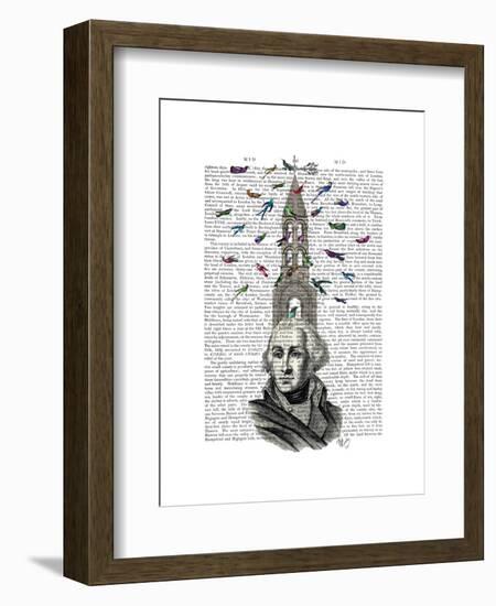 Man with Bird Tower-Fab Funky-Framed Art Print