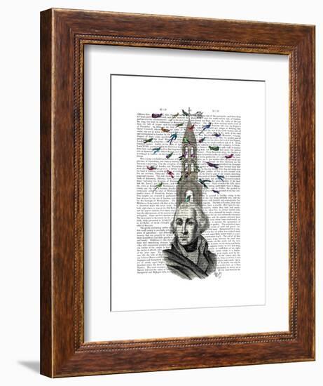 Man with Bird Tower-Fab Funky-Framed Art Print