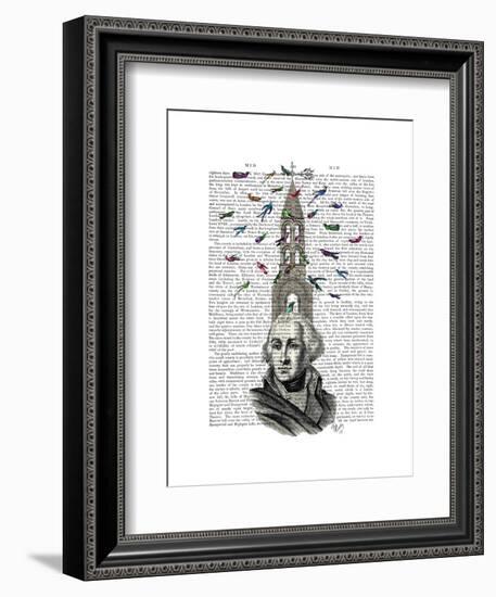 Man with Bird Tower-Fab Funky-Framed Art Print