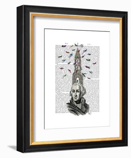 Man with Bird Tower-Fab Funky-Framed Art Print