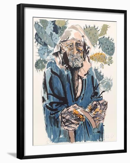 Man with Cacti from People in Israel-Moshe Gat-Framed Limited Edition