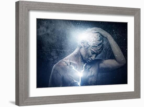 Man with Conceptual Spiritual Body Art-NejroN Photo-Framed Art Print