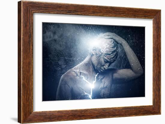 Man with Conceptual Spiritual Body Art-NejroN Photo-Framed Art Print