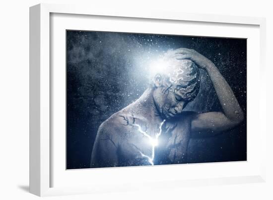 Man with Conceptual Spiritual Body Art-NejroN Photo-Framed Art Print