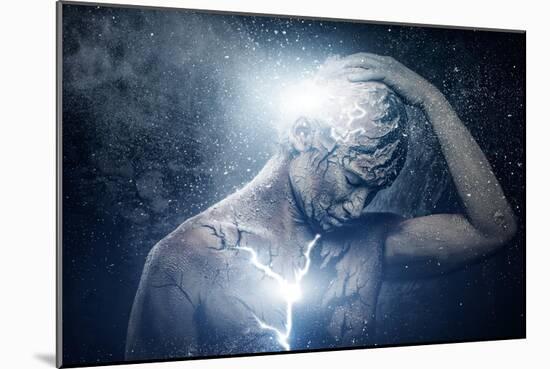 Man with Conceptual Spiritual Body Art-NejroN Photo-Mounted Art Print