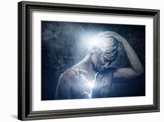 Man with Conceptual Spiritual Body Art-NejroN Photo-Framed Art Print