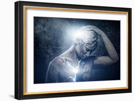 Man with Conceptual Spiritual Body Art-NejroN Photo-Framed Art Print