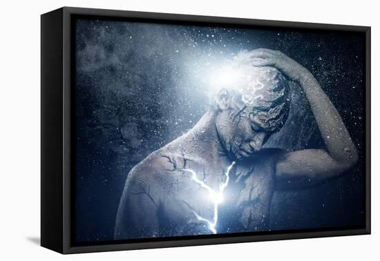 Man with Conceptual Spiritual Body Art-NejroN Photo-Framed Stretched Canvas