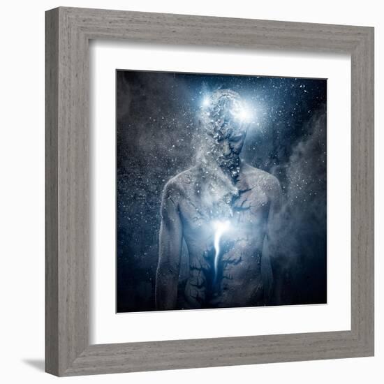 Man with Conceptual Spiritual Body Art-NejroN Photo-Framed Art Print