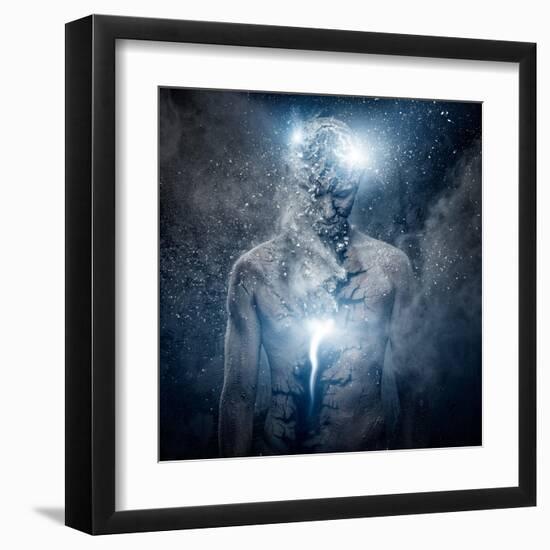 Man with Conceptual Spiritual Body Art-NejroN Photo-Framed Art Print