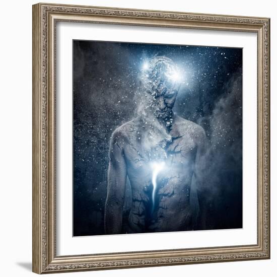 Man with Conceptual Spiritual Body Art-NejroN Photo-Framed Art Print