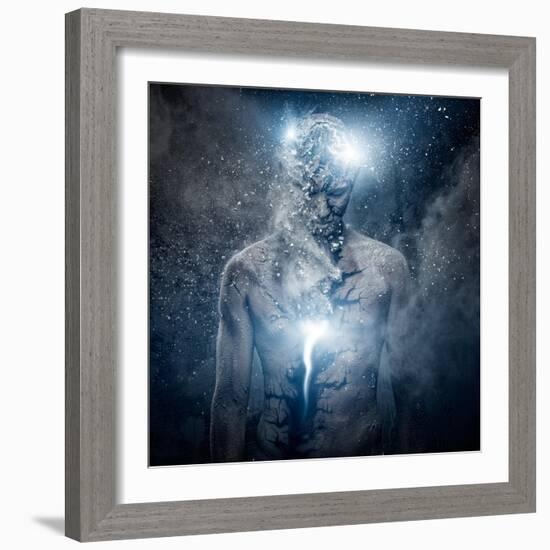 Man with Conceptual Spiritual Body Art-NejroN Photo-Framed Art Print