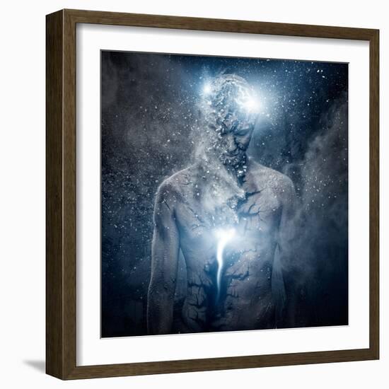 Man with Conceptual Spiritual Body Art-NejroN Photo-Framed Art Print