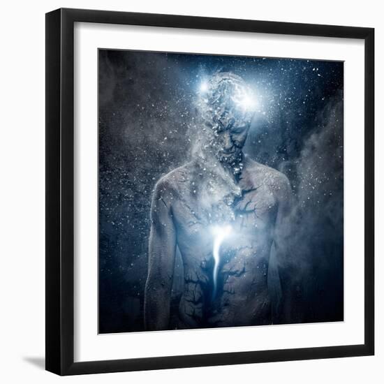 Man with Conceptual Spiritual Body Art-NejroN Photo-Framed Art Print