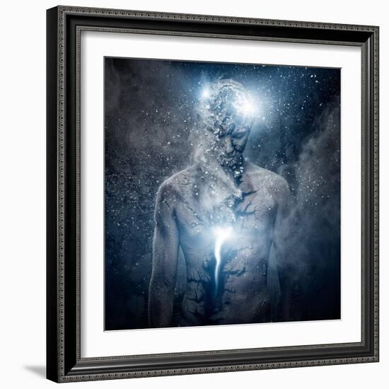 Man with Conceptual Spiritual Body Art-NejroN Photo-Framed Art Print