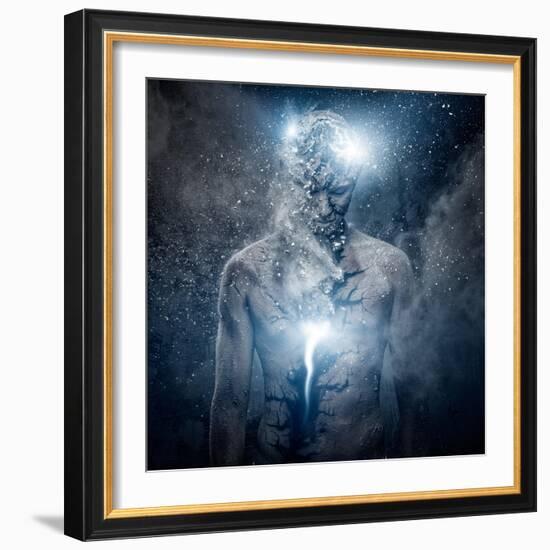 Man with Conceptual Spiritual Body Art-NejroN Photo-Framed Art Print