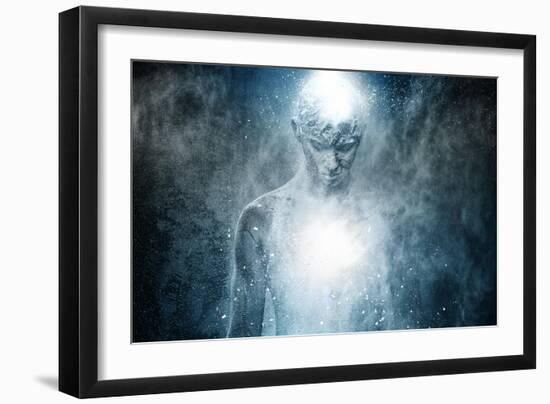 Man with Conceptual Spiritual Body Art-NejroN Photo-Framed Art Print