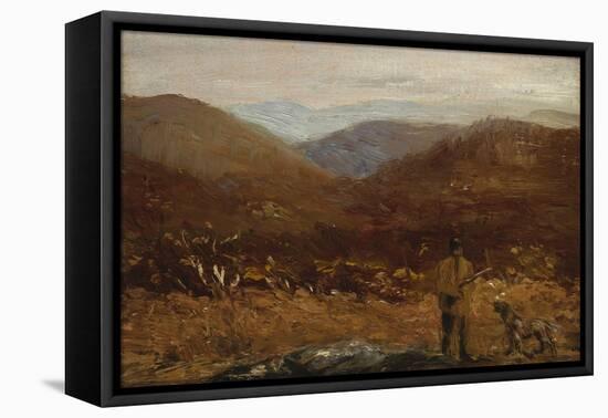 Man with Dog/The Hunter (Oil on Wood)-William James Glackens-Framed Premier Image Canvas