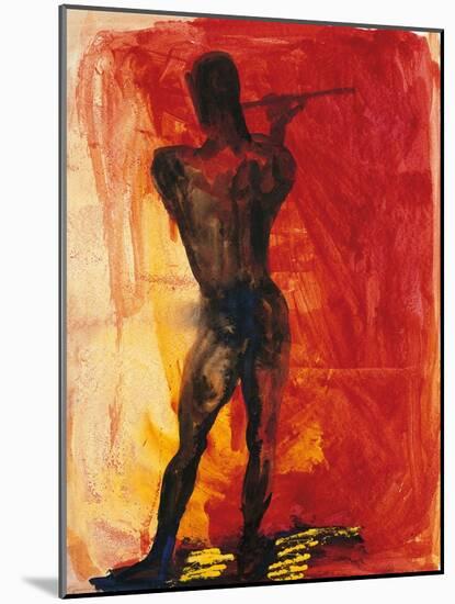 Man with Flute-Rainer Fetting-Mounted Giclee Print