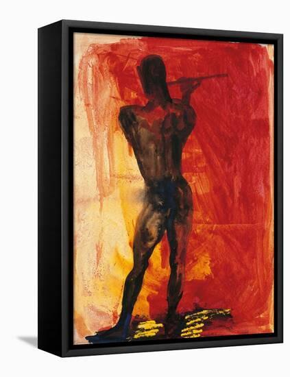 Man with Flute-Rainer Fetting-Framed Premier Image Canvas