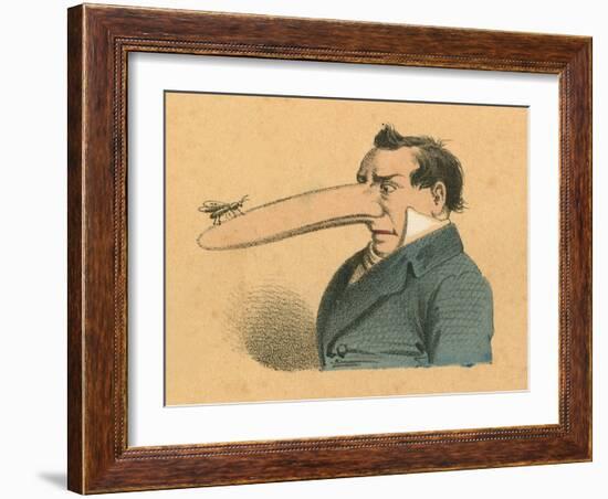 Man with Fly on the End of His Long Nose-English School-Framed Giclee Print