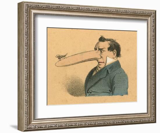 Man with Fly on the End of His Long Nose-English School-Framed Giclee Print