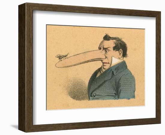 Man with Fly on the End of His Long Nose-English School-Framed Giclee Print