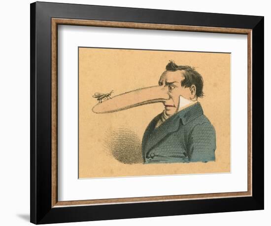 Man with Fly on the End of His Long Nose-English School-Framed Giclee Print