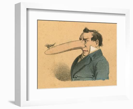 Man with Fly on the End of His Long Nose-English School-Framed Giclee Print