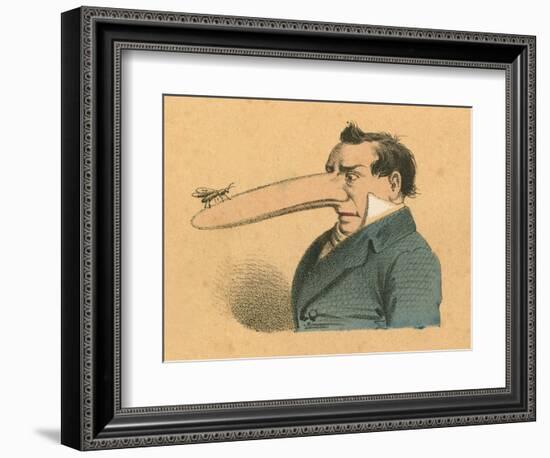 Man with Fly on the End of His Long Nose-English School-Framed Giclee Print