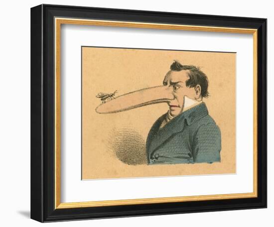 Man with Fly on the End of His Long Nose-English School-Framed Giclee Print