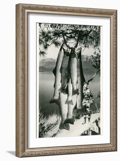 Man with Giant Trout-null-Framed Art Print