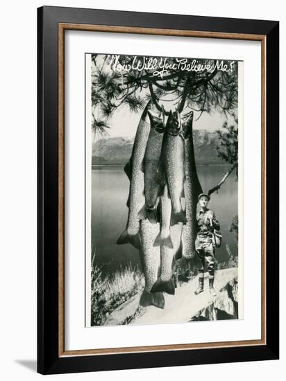 Man with Giant Trout-null-Framed Art Print