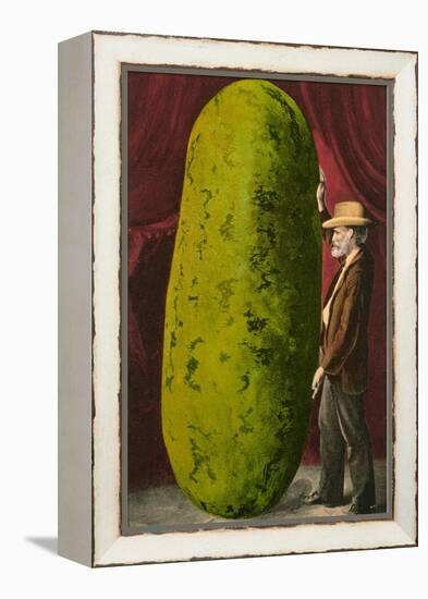 Man with Giant Watermelon-null-Framed Stretched Canvas