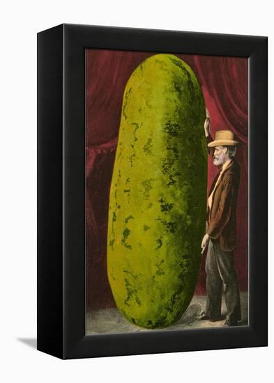 Man with Giant Watermelon-null-Framed Stretched Canvas