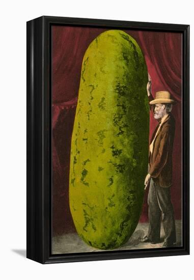 Man with Giant Watermelon-null-Framed Stretched Canvas