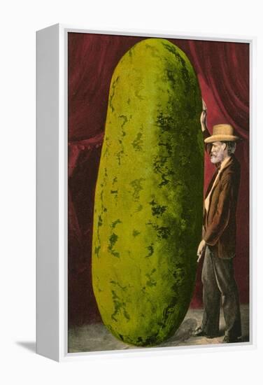 Man with Giant Watermelon-null-Framed Stretched Canvas