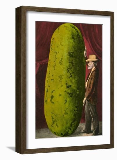 Man with Giant Watermelon-null-Framed Premium Giclee Print